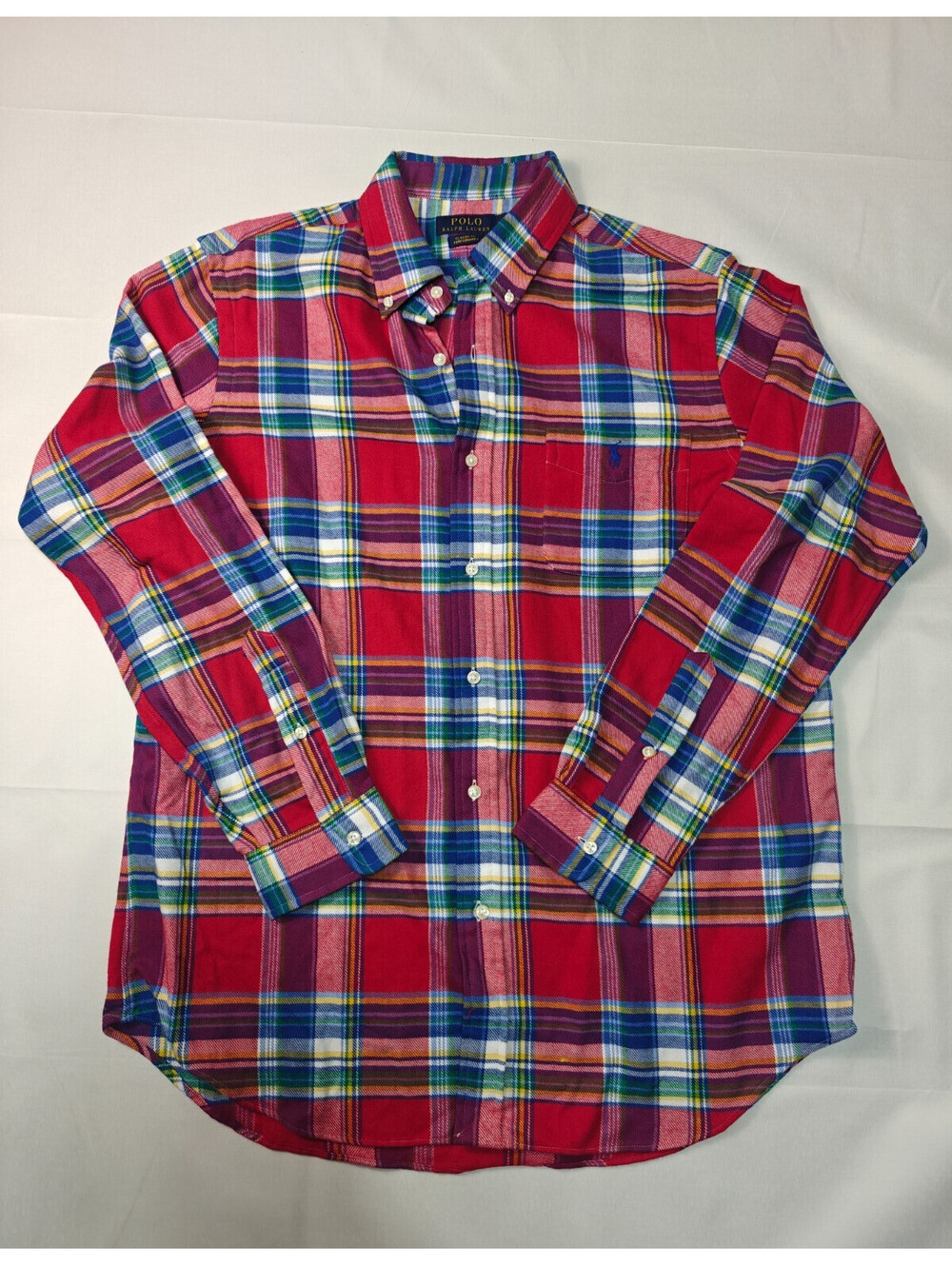 Men’s Polo Ralph Lauren Long Sleeve Red Shirt Button Up Multicolor Size L